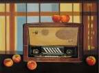 Stillleben mit Radio und Äpfeln