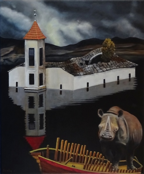 Versunkene Kirche mit Nashorn (Nordmazedonien 1953).JPG